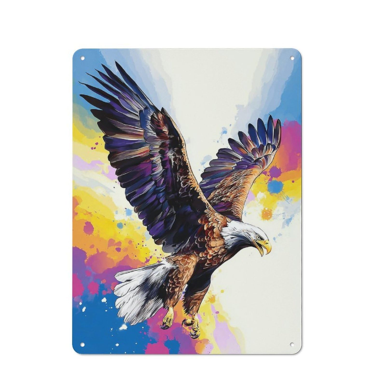 Junmoney Colorful Eagle In Flight Rustic Metal Plaque 40X30cm For Dining Room Or Kitchen, A Housewarming Gift For Dining Room Decor Fans