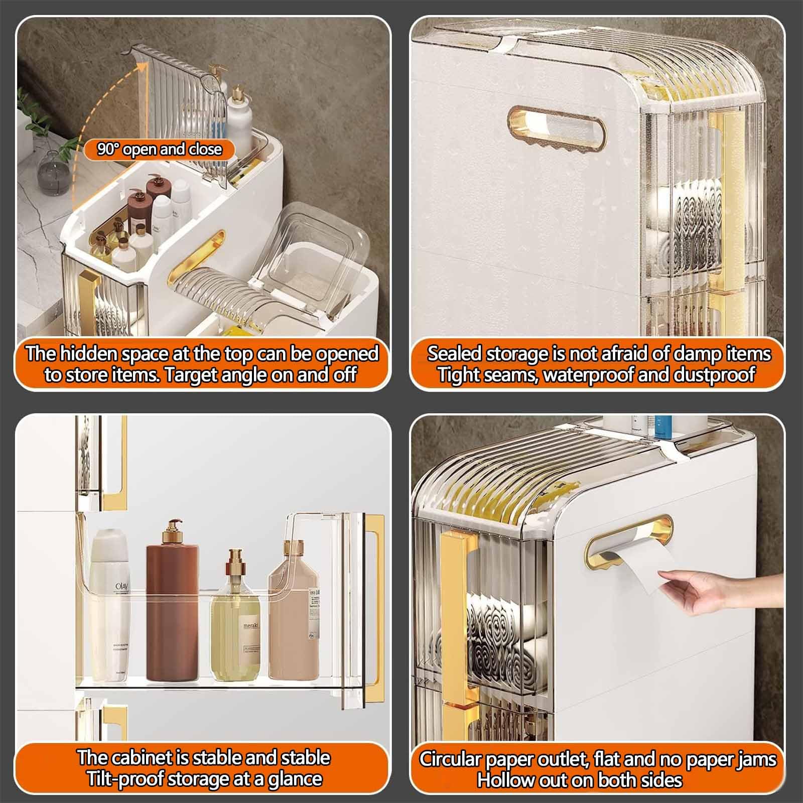 Gabinete de almacenamiento de piso Estrecho para baño Gabinete de almacenamiento de baño - Gabinete de almacenamiento de Papel higiénico de Pie Delgado - Estante de esqu