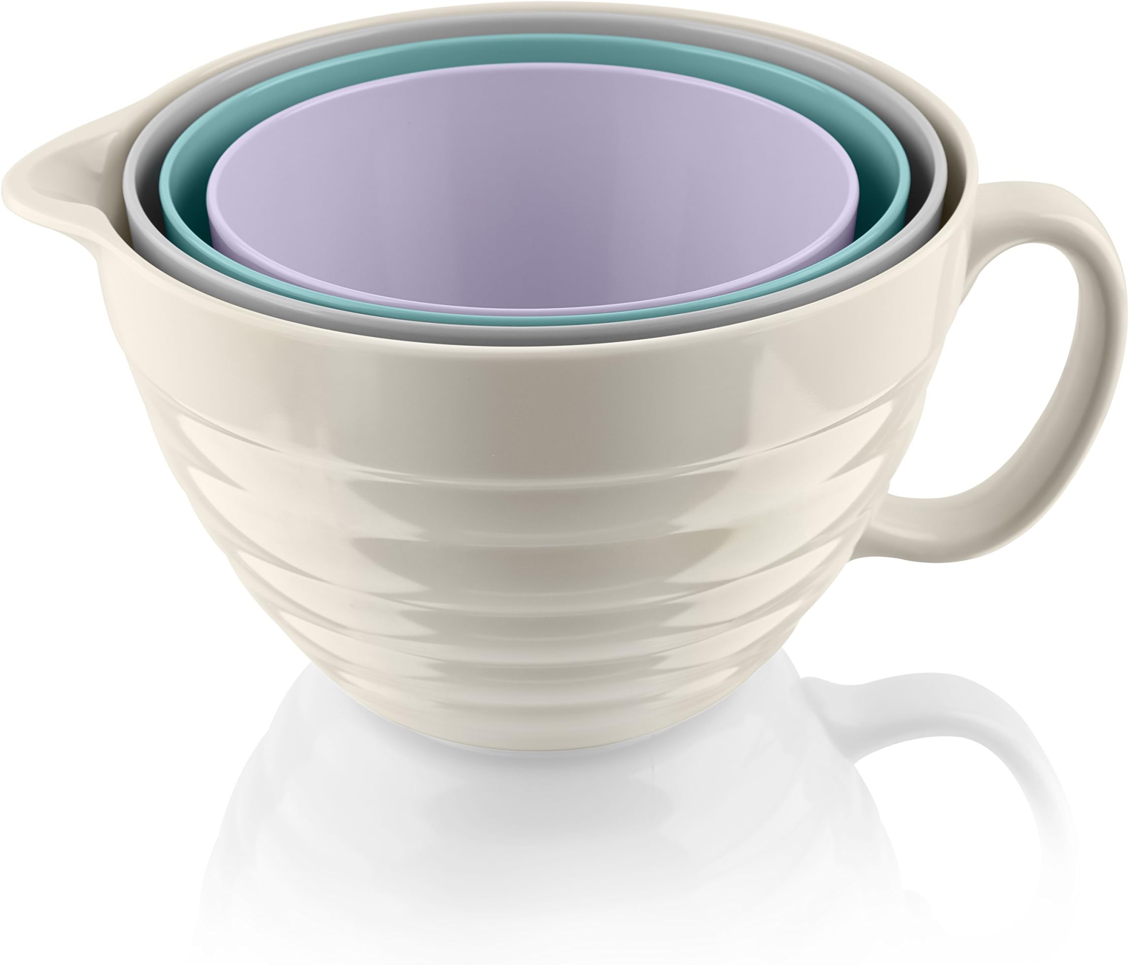 Fearne by Swan Stackable Bowl Set, Melamine, Assorted Colours, Set of 4