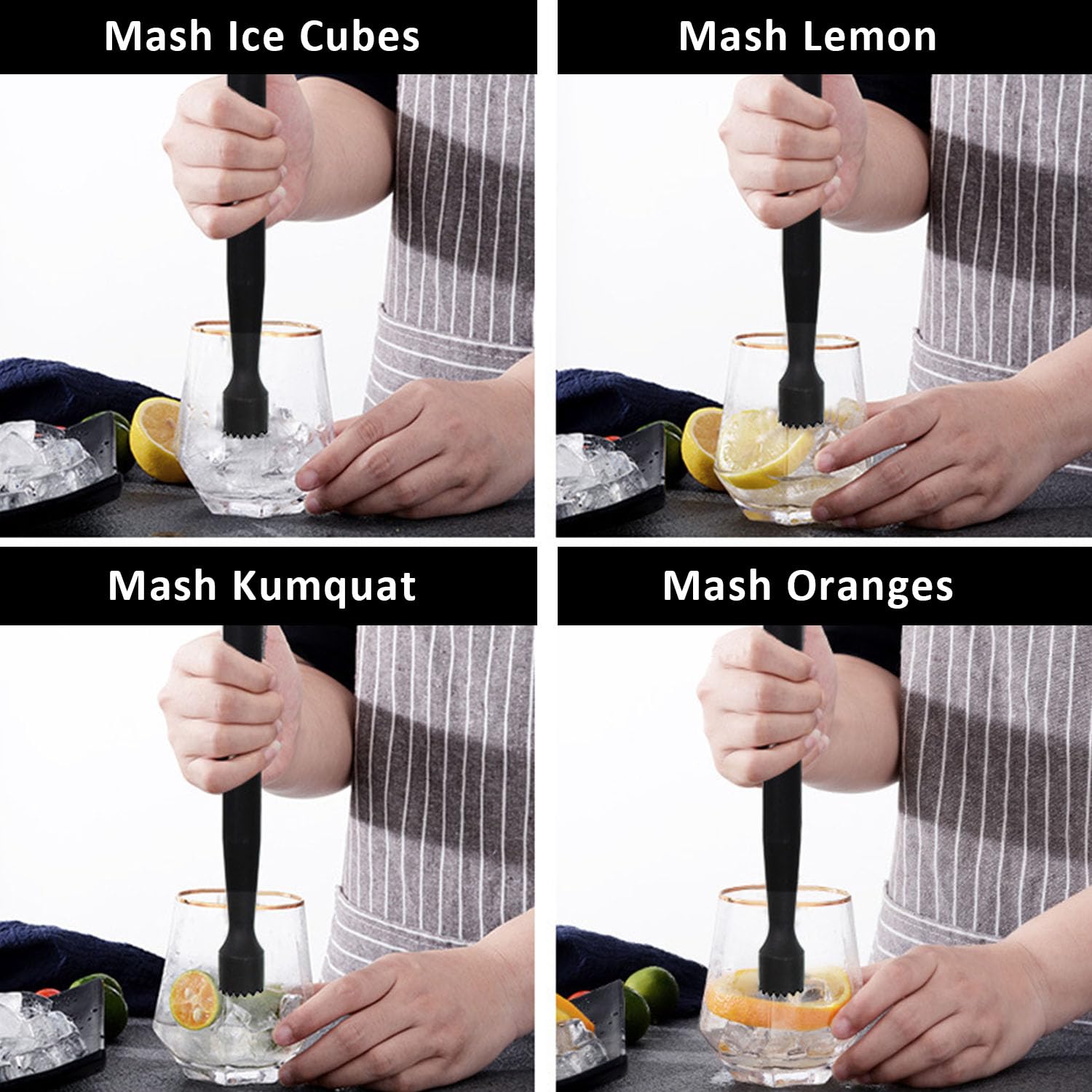 FIBOUND Pack of 2 Ice Crusher, Herb Masher Crusher, Plastic Cocktail Muddler, Mojito Masher, Ice Crusher Stick - Image 4