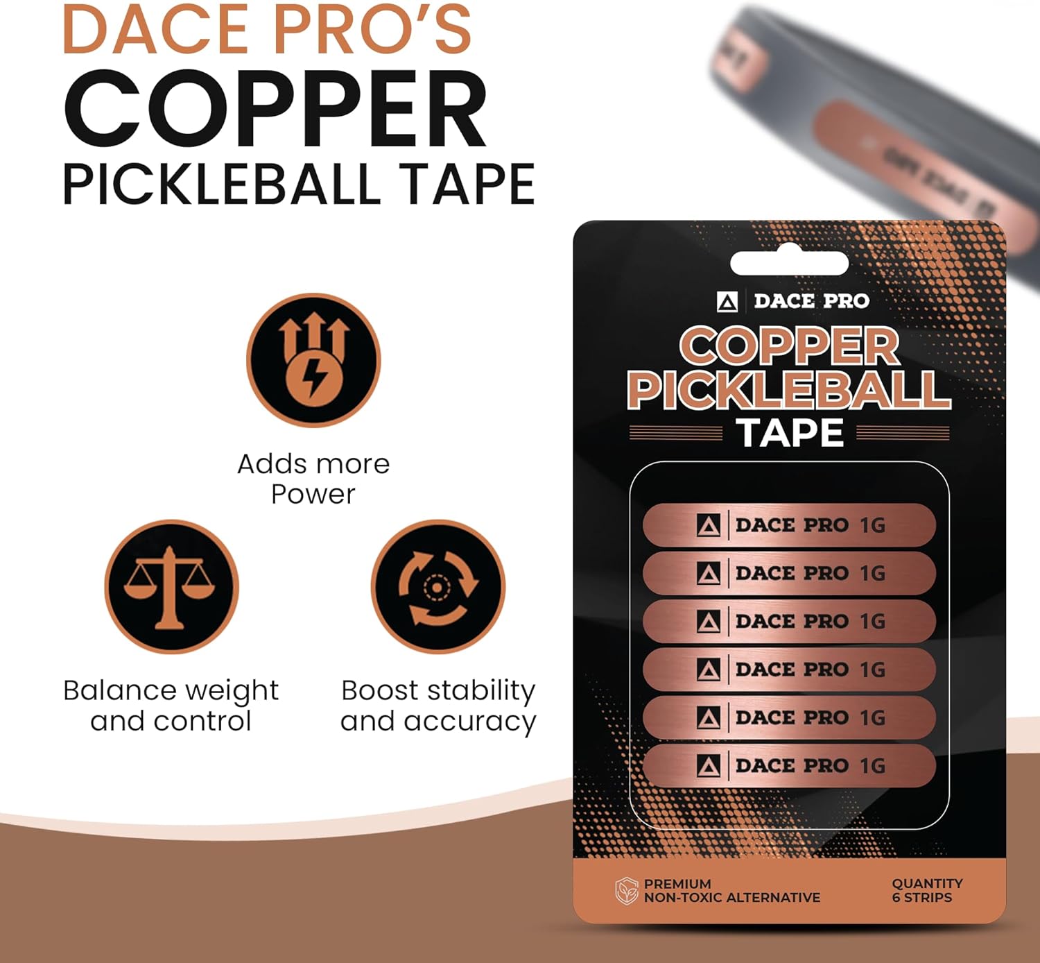 Copper Weighted Pickleball Paddle Tape – 1g Precision Strips for Fine-Tuned Paddle Weighting, Lead-Free Alternative to Lead & Tungsten Tape for Balance, Control, Stability & Sweet Spot - Image 2