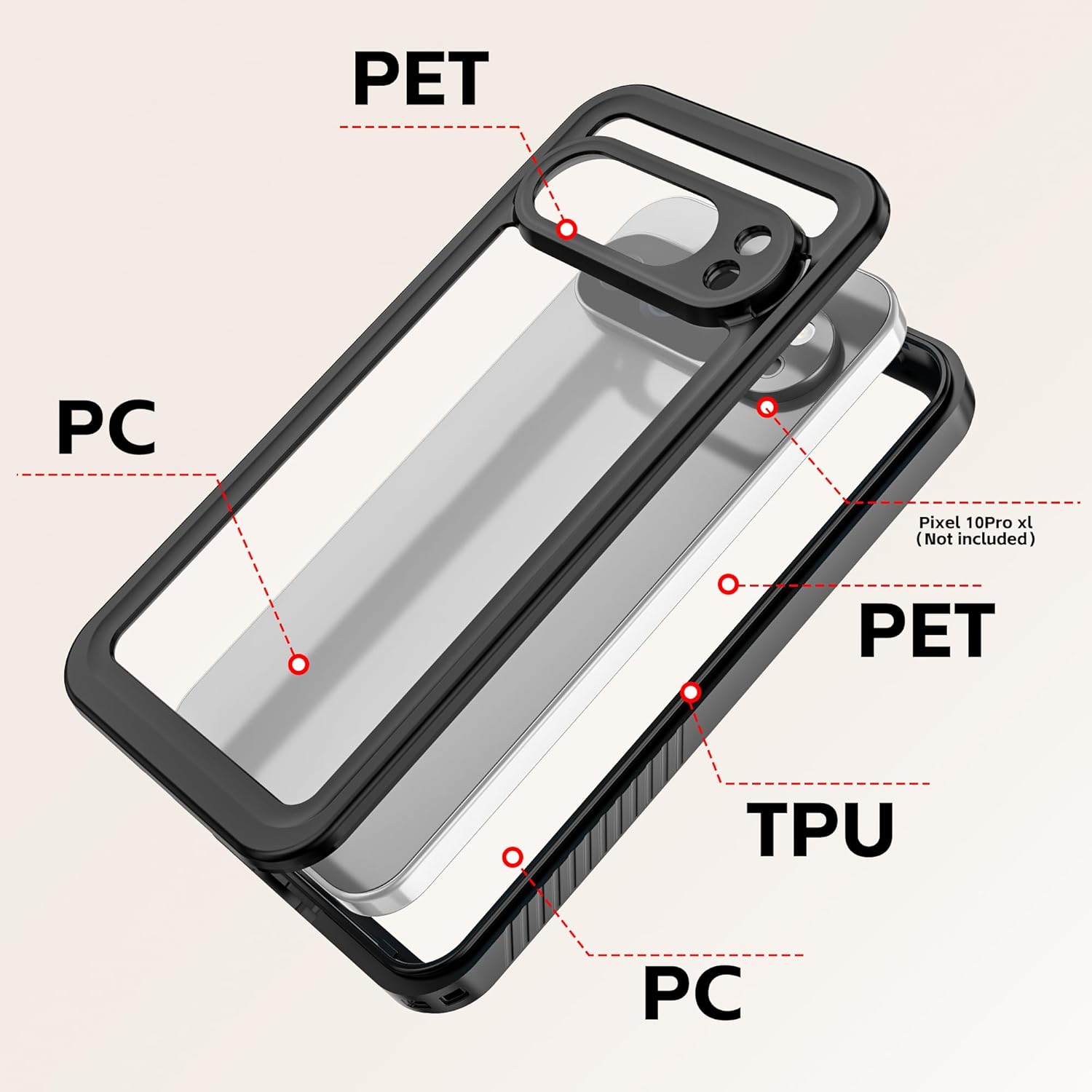 Compatible with Google Pixel 10 Pro XL Waterproof Case, Outdoor Sports IP68 Waterproof Dustproof Snowproof Underwater Full Body Case with Screen Protector Shockproof Case (Black)