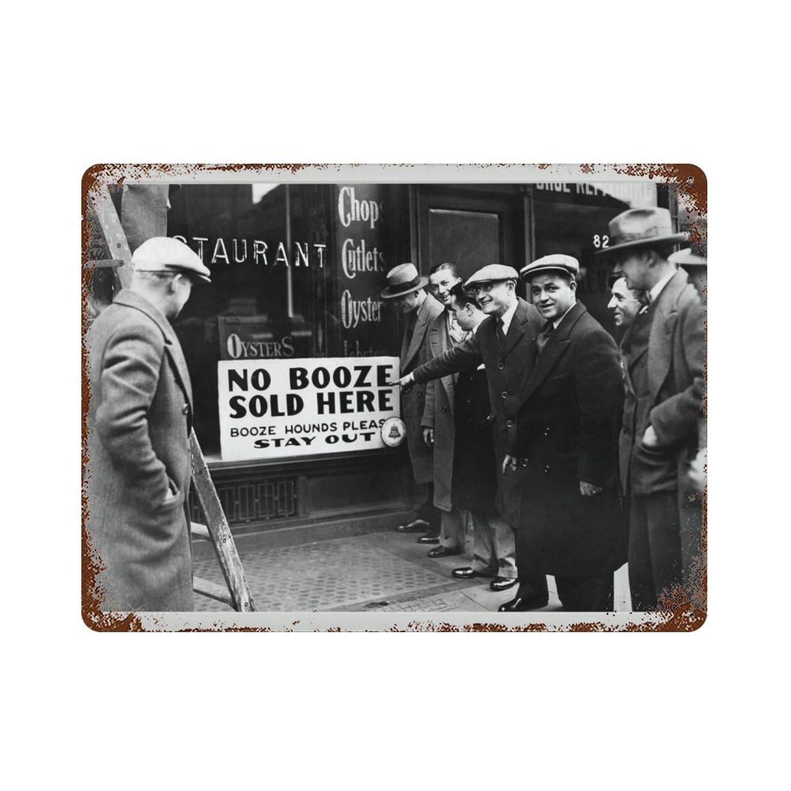 xiaoxiaoshen Prohibition Era Photo， 'no Booze Sold Here' Vintage Bar, Speakeasy Bourbon Wall Decor Art Metal Tin Poster Modern Home Decor Art Home Bar Shop Decorations Vintage Sign 30x40cm