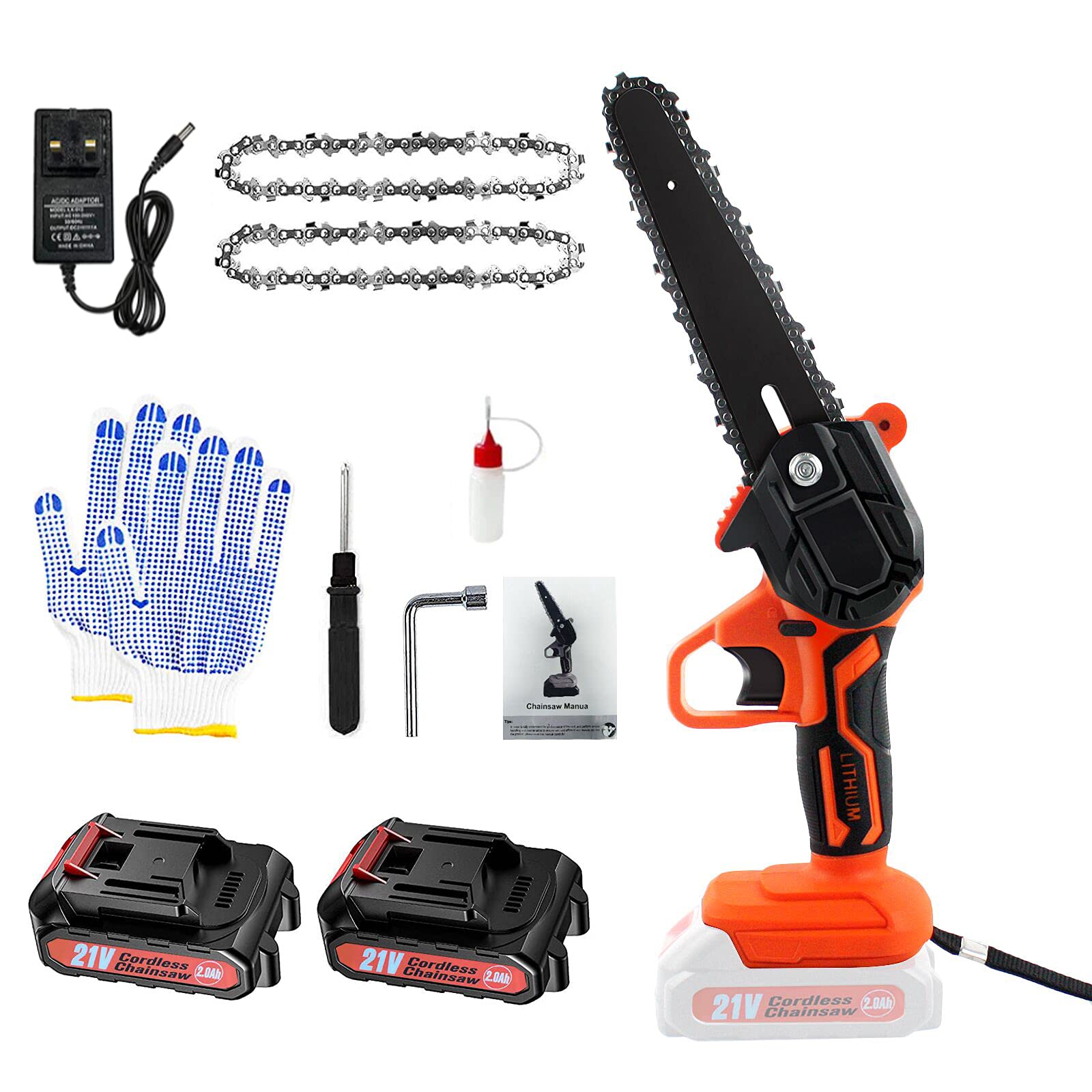 Mini Chainsaw, 6Inch Cordless Electric Portable Chain Saw with 2