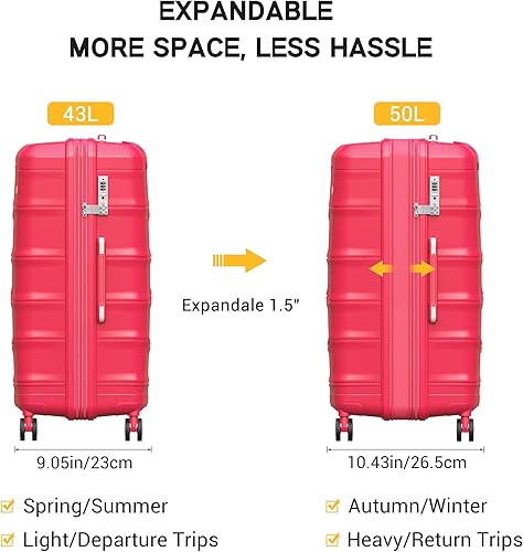 Miniatura 3 de MGB Equipaje de mano de 22 x 14 x 9 aprobado por aerolíneas, equipaje de mano con ruedas giratorias, ampliable, maleta ligera de 20 pulgadas