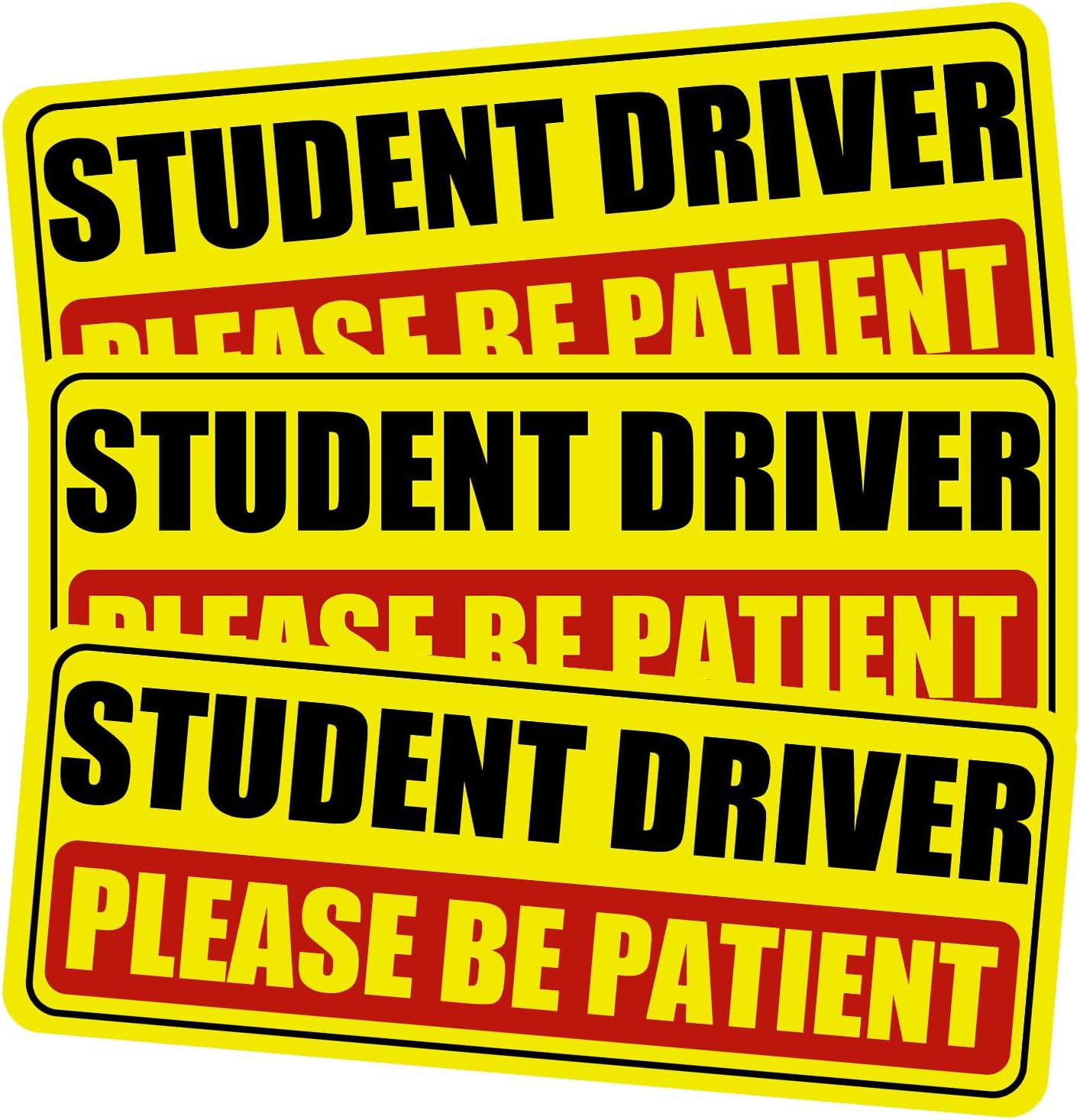Qisan Pack of 3 Please Be Patient Student Driver Magnetic Cars Stickers | Removable Weatherproof Learner Driver Safety Sign & Magnetic Car Decals for Novice Drivers | Driving School Car Accessories