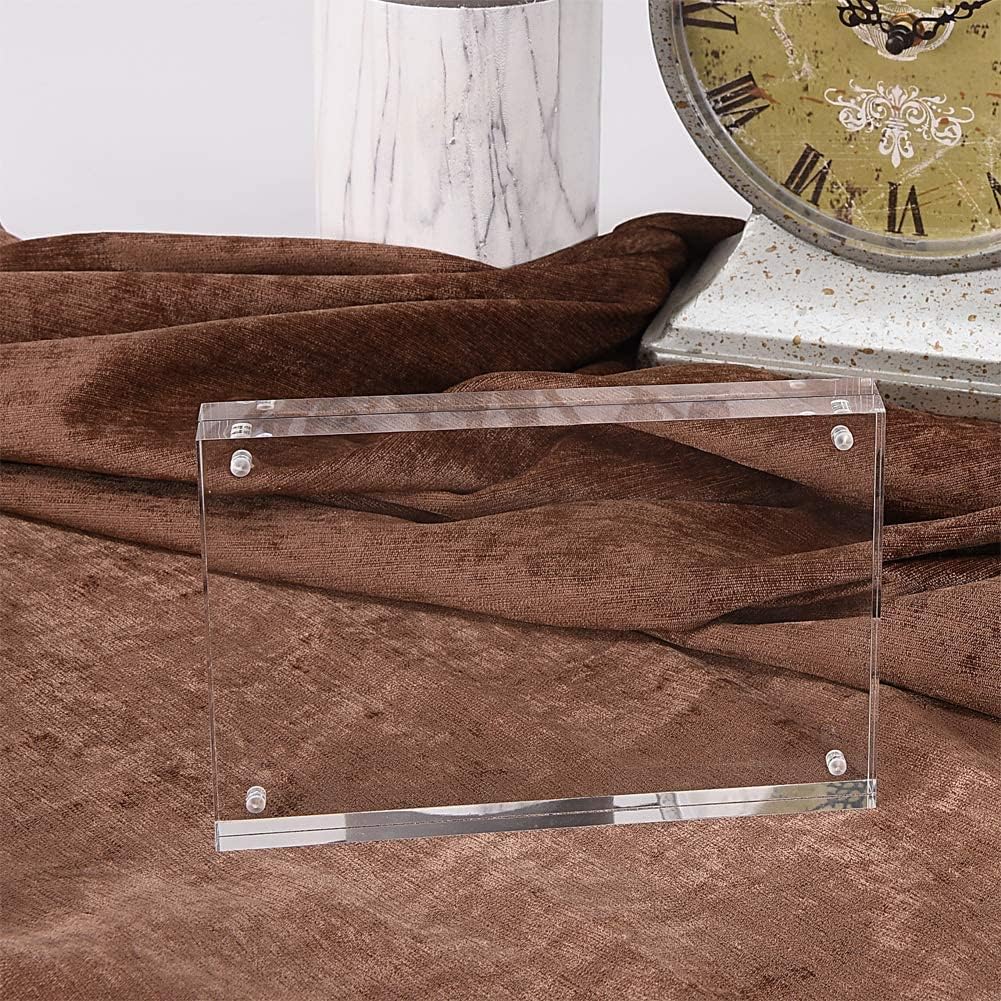 YestBuy 5x5 Acrylic Picture Frames,3 Pack Clear Photo Frames, Magnetic Picture Frames,Block Square Picture Frame For Desktop Display