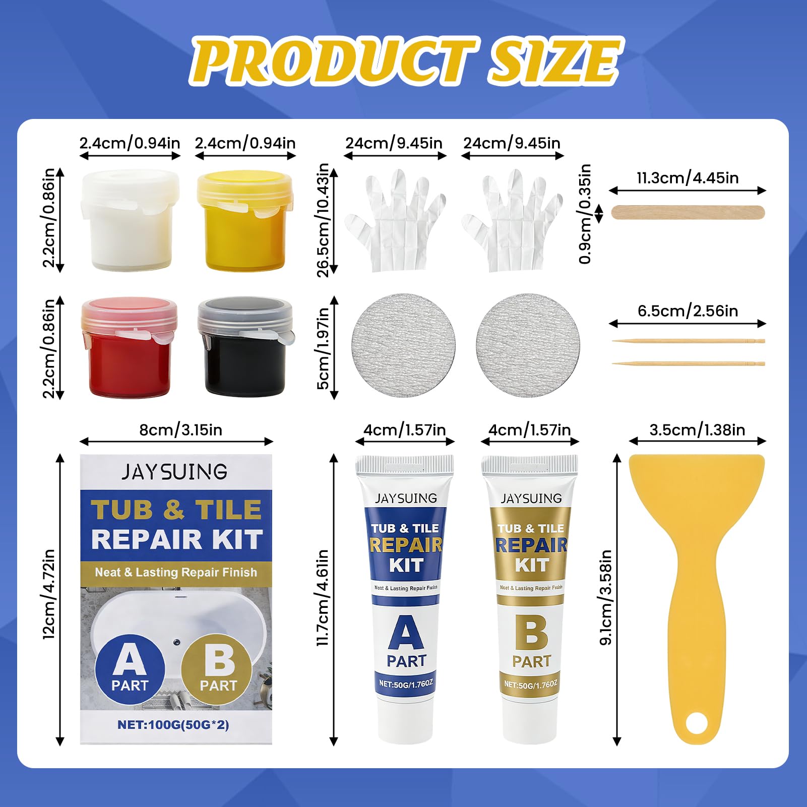 Kit di riparazione piastrelle, kit di riparazione smalto, kitdi riparazione vasche da bagno bianco, kit diriparazione lavandini con 4 colori base, per piatti doccia, graffi, crepe, fori