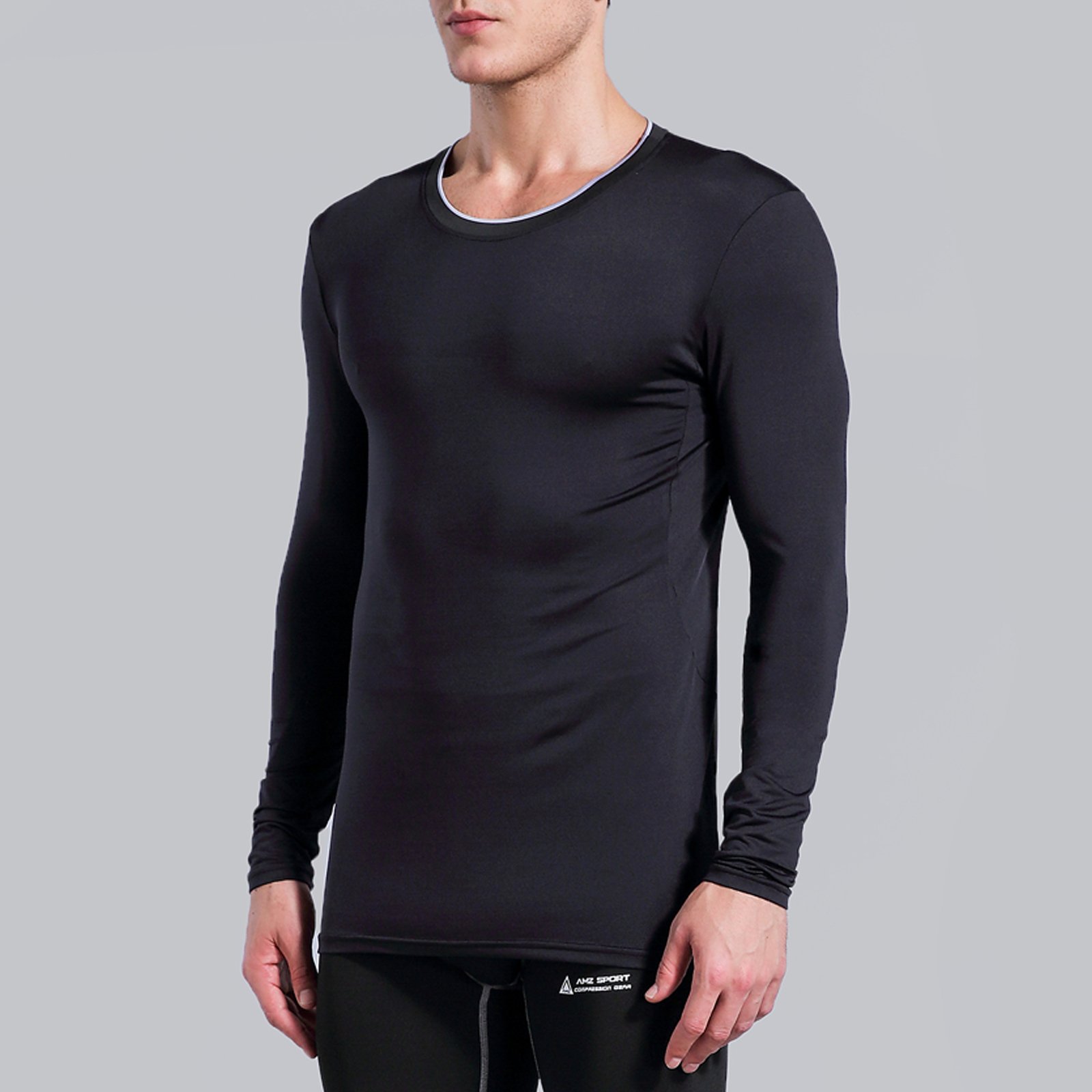 AMZSPORT Maglia Compressione Uomo Maglietta Termica Manica Lunga per Ciclismo Running