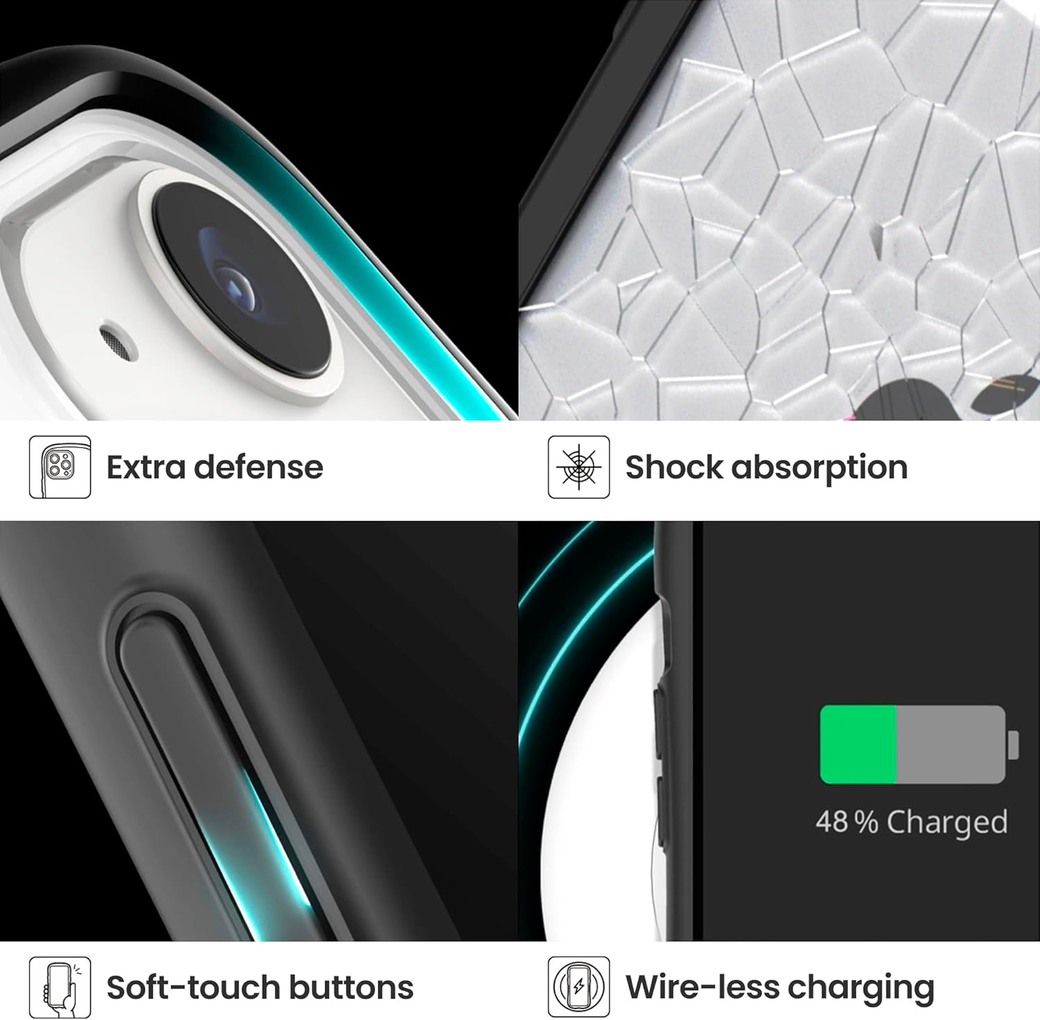 iFace Clear Compatible with iPhone 15 Case – [Reflection] (Compatible with MagSafe) Tempered Glass Grip Bumper Cell Phone Cover - Light Blue