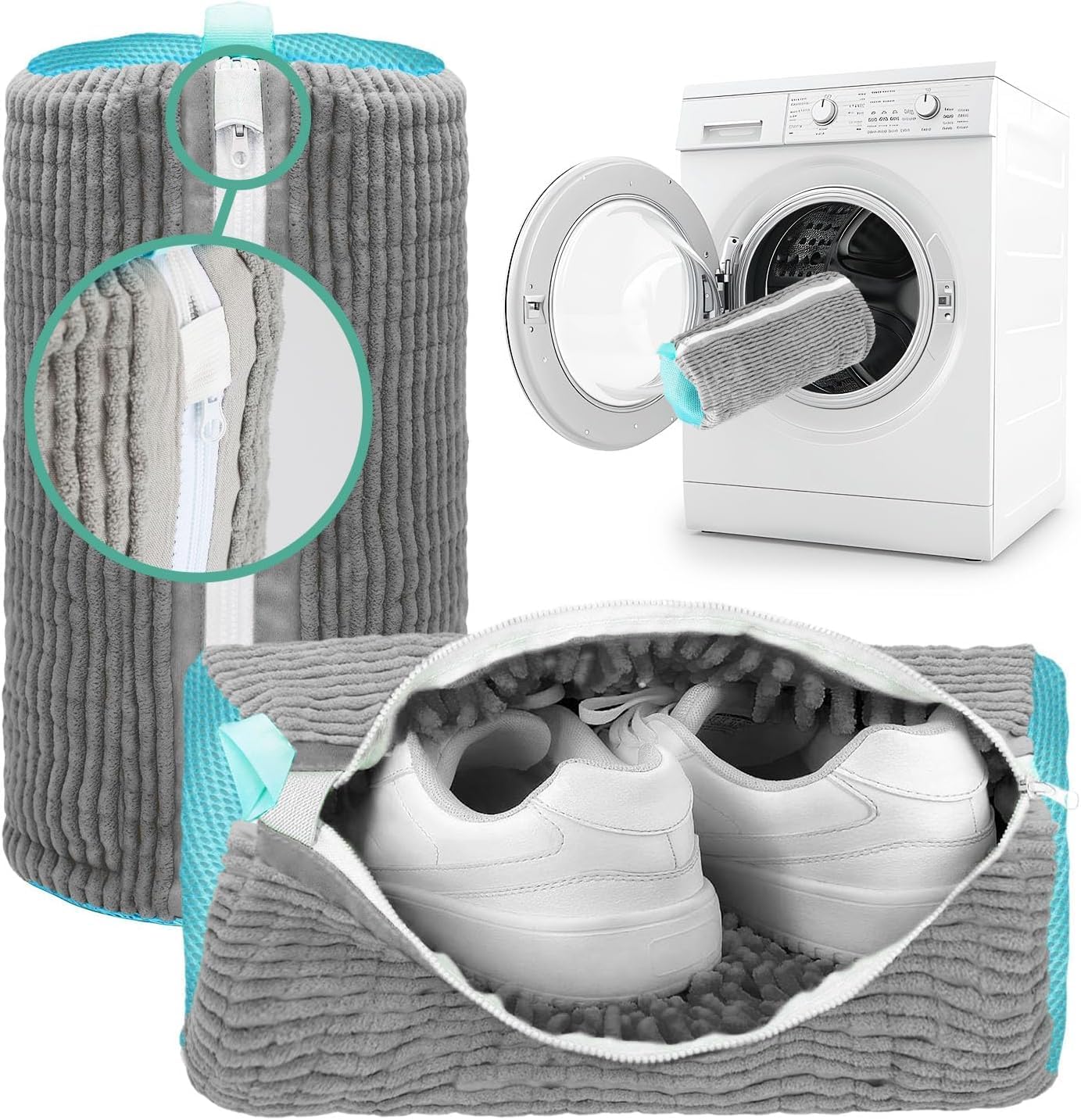2 Pack Shoe Washing Machine Bag, Laundry Shoe Bag for Washer and Dryer - Reusable Shoe Cleaning Bag for Sneaker Tennis Shoes Unstain Cleaner Kit