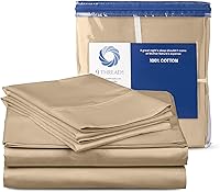 Vista 1 de Sábanas de satén 100 % algodón de 400 hilos, con bolsillo profundo, sábanas de algodón vigorosas, frescas y fuertes