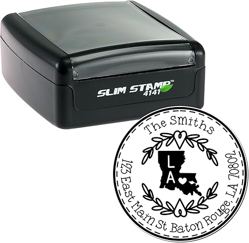 Miniatura 707 de Round State Love - Sello de dirección de devolución para Texas, uso con almohadilla de sello, mango de madera, sello de dirección de Texas