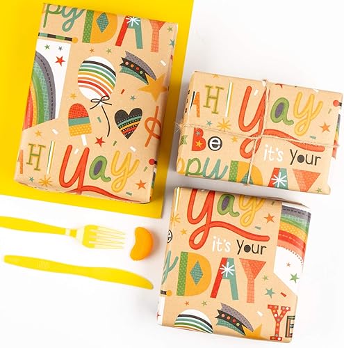 Vista 21 de RUSPEPA Rollo de papel de regalo Kraft - Patrón de globo - 24 pulgadas x 100 pies Balloon