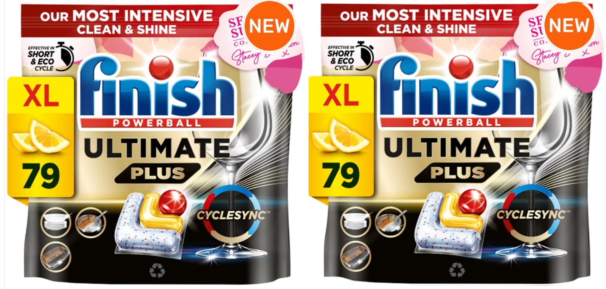 Finish Powerball Quantum Ultimate Plus Lemon Dishwasher 79 Tablets Pack Of 2