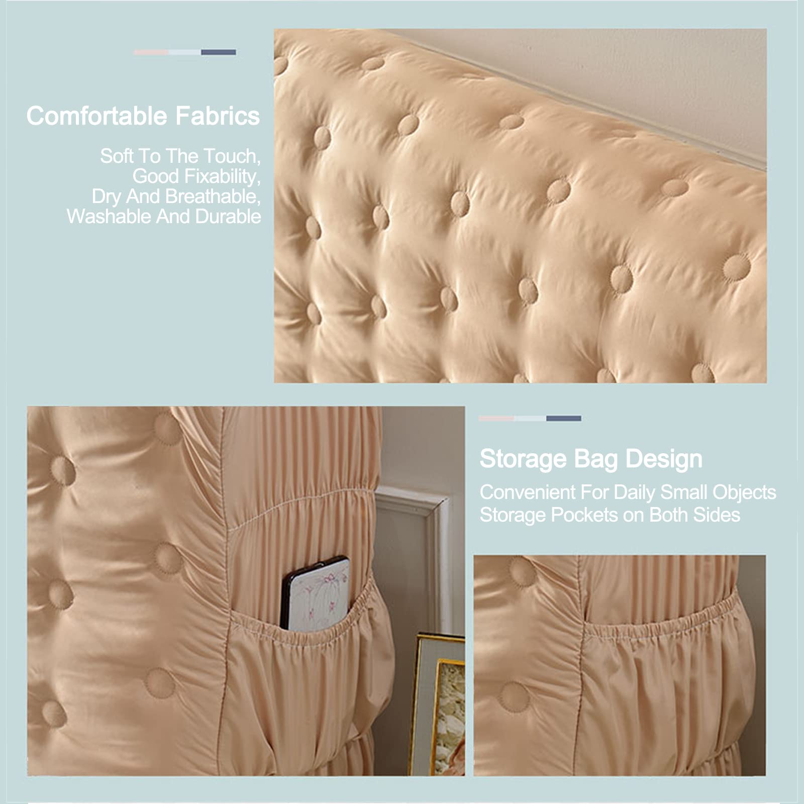 Cabecero Tela Estilo Europeo Funda CojíN Protector Mesita Noche Cubierta Prueba Polvo Madera Maciza Cama Dura Espesar AnticolisióN Todo Incluido Respaldo Cama,Pink-120CM