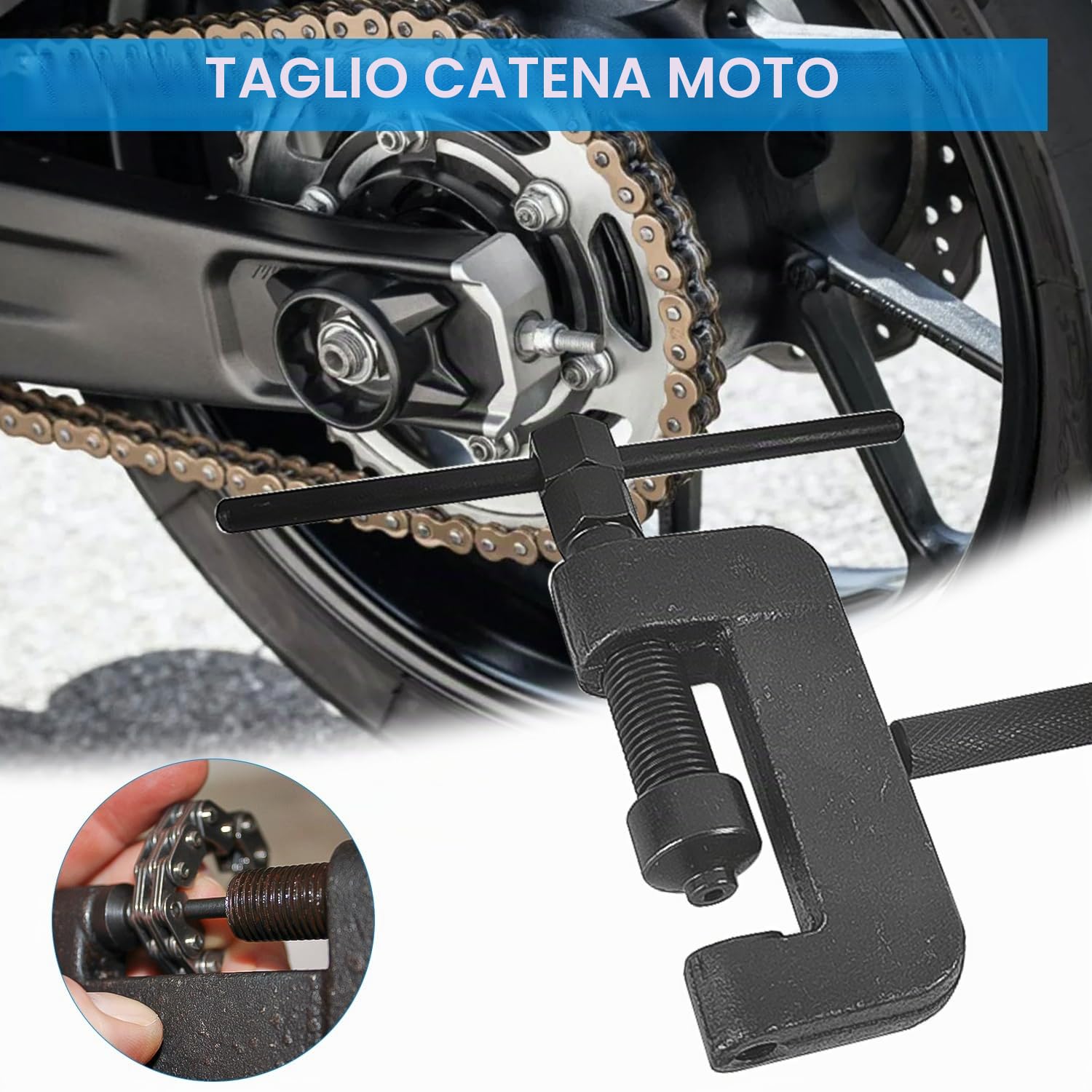 13 pezzi Smagliacatena Moto Bici, Separazione Della Catena della Moto, Moto Catena Riparazione Strumento, Smontacatena Moto, Strumento per Tagliare Catena per Moto, Kit Catena Moto
