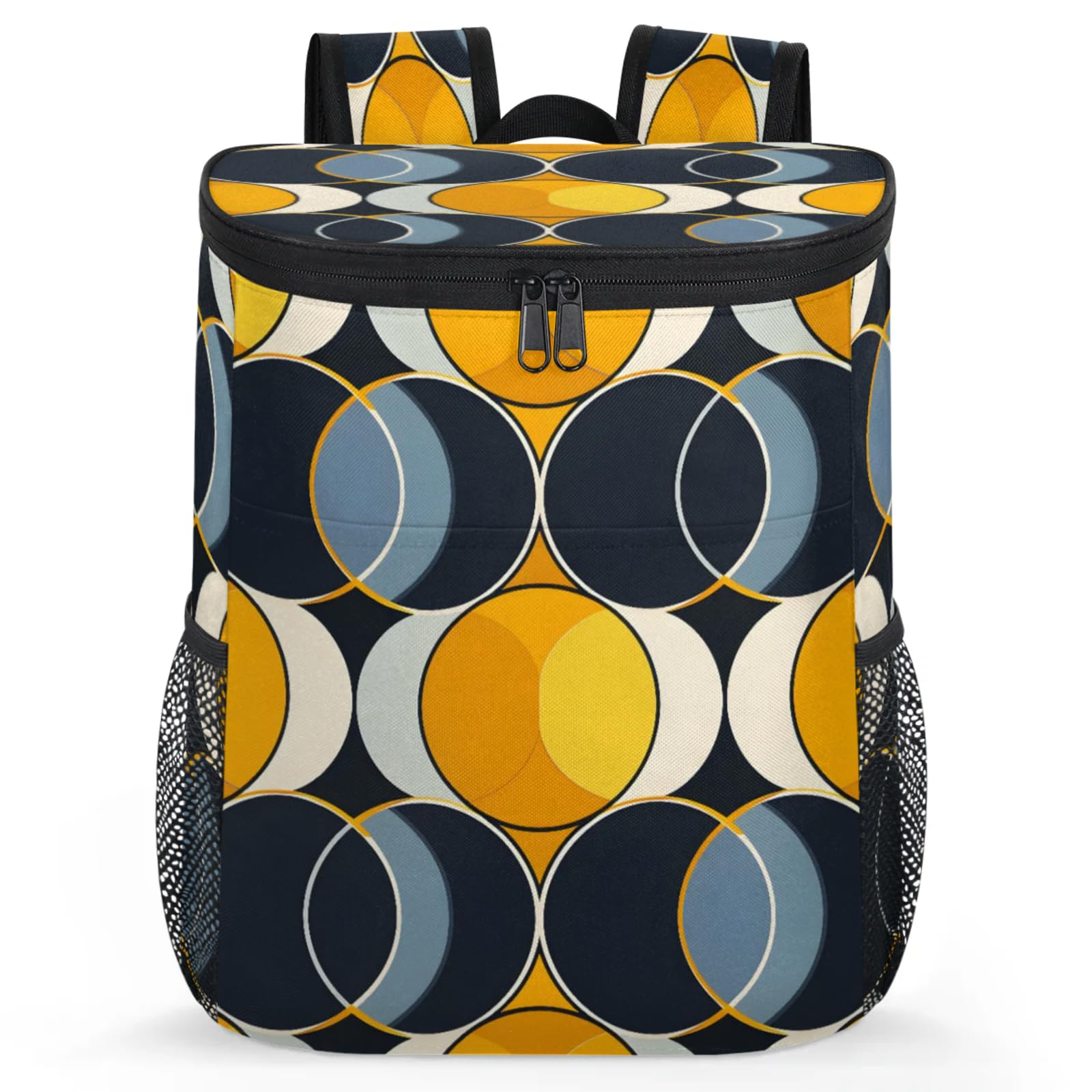 CNNINGYI Large Waterproof Insulated Cooler Backpack, Geometric Leak Proof Backpack 30 Cans, Abstract Mid Century Modern Lightweight Cooler Bag for Travel Camping Beach Lunch