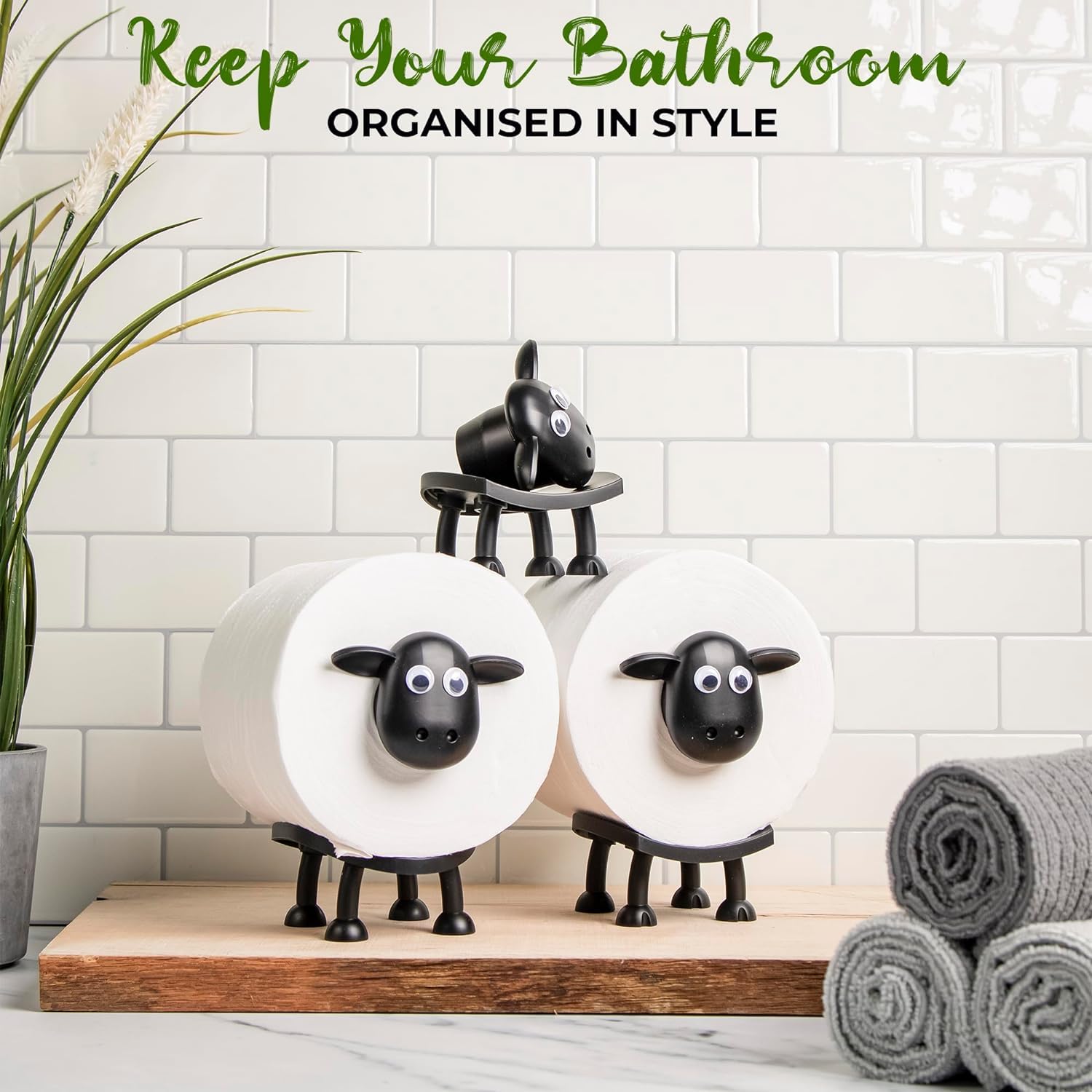 Sheep Toilet Roll Holder, Funny Toilet Paper Holder Free Standing Bathroom Set, 3D Printed Black Sheep Loo Roll Holder - Image 2