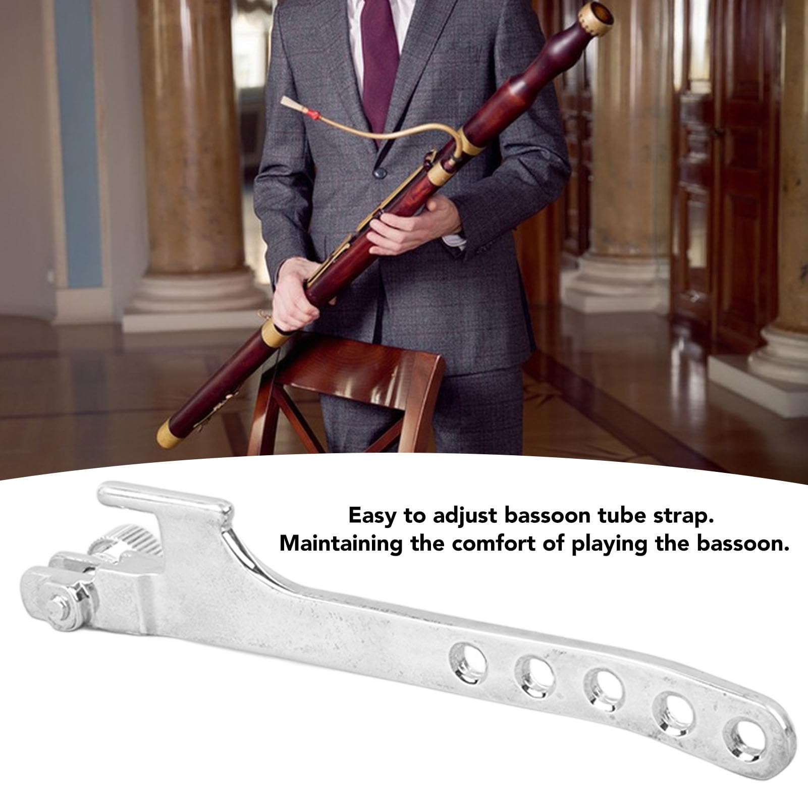 Verstellbarer Gleichgewichtstr?ger f¨¹r Fagott und Oboe Silberbeschichtet - Professioneller Stabiler Halter f¨¹r Blasinstrumente, Praktisches Zubeh?r f¨¹r Amateur- und Profimusiker