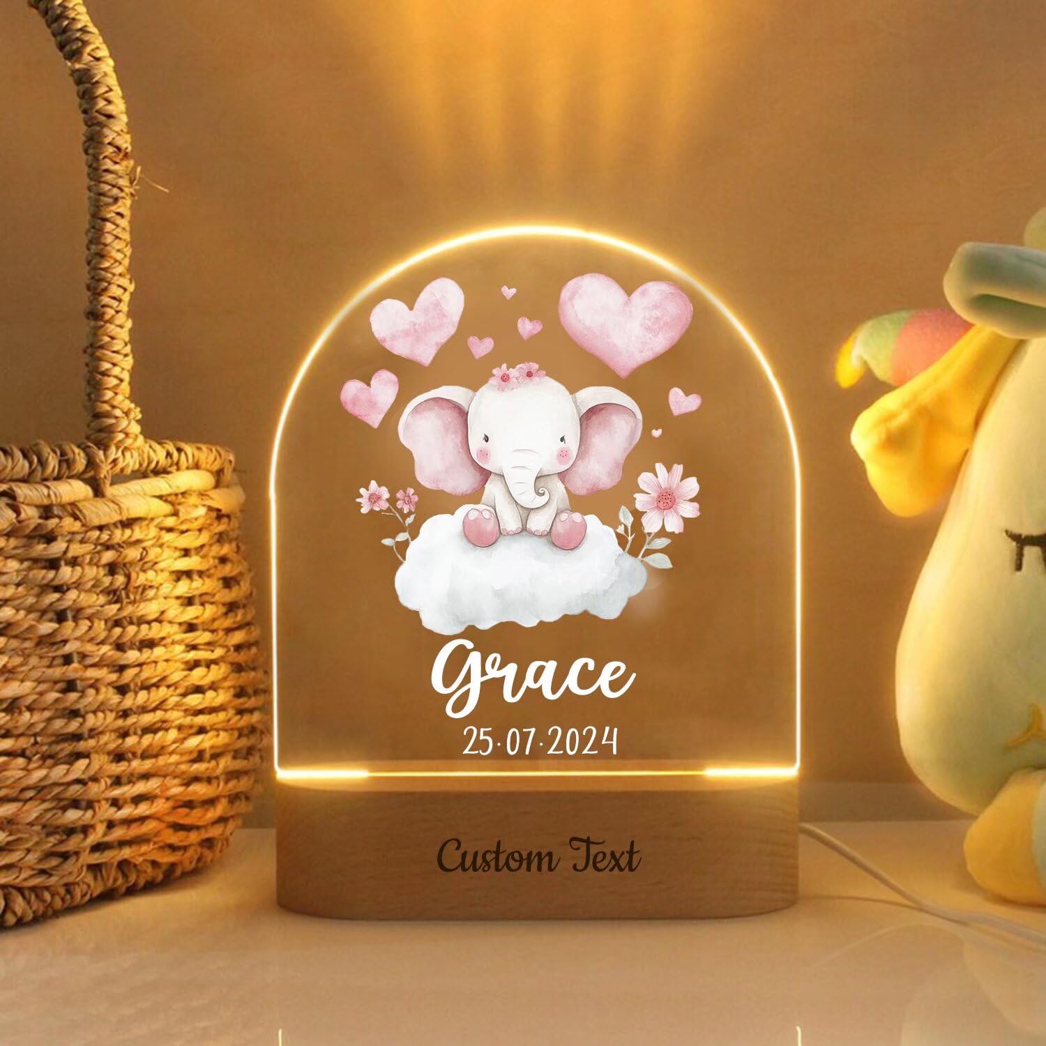Wxexopowk Personalised Baby Gifts - Acrylic Baby Night Light with Any Name Custom 7 Colors Night Lamp Gift, Personalised Children's Night Lights,Baby Gift Ideas, Bedroom Decor for Girls Boys,Style 3