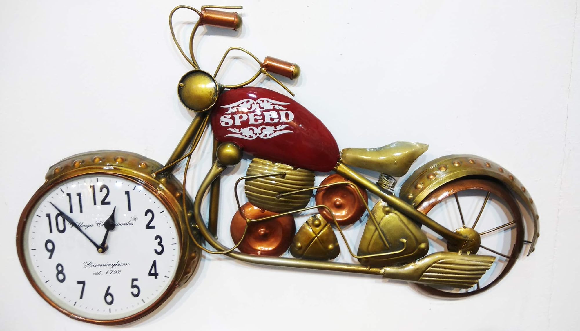 Iron Bike Clock Wall Mount, Multicolour