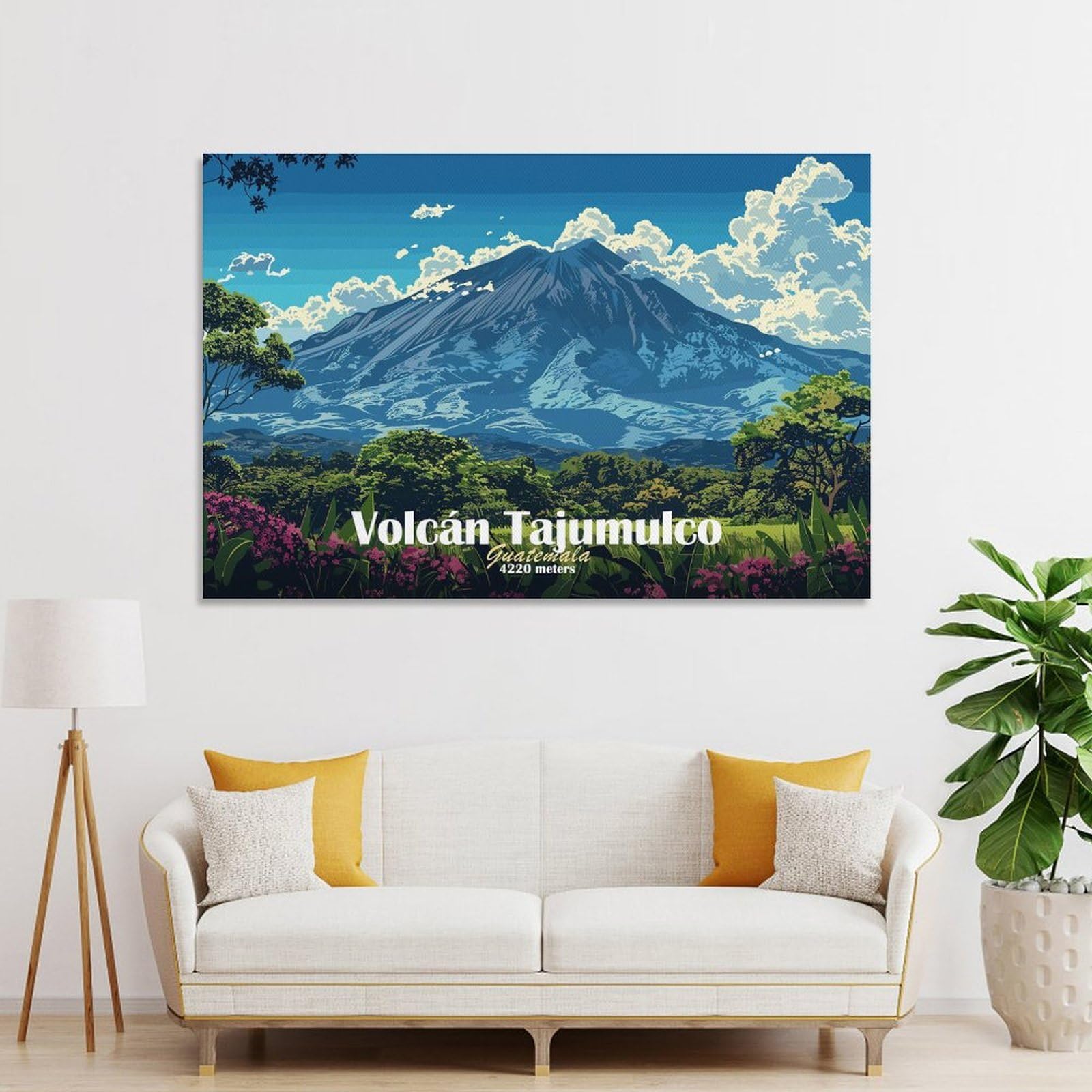 Junmoney Volcán Tajumulco Guatemala Wall Art Print 20x30inch(50x75cm), for Hallway, Entryway Or Landing, A Neat Decor Update for Hallways, for Everyday Interiors