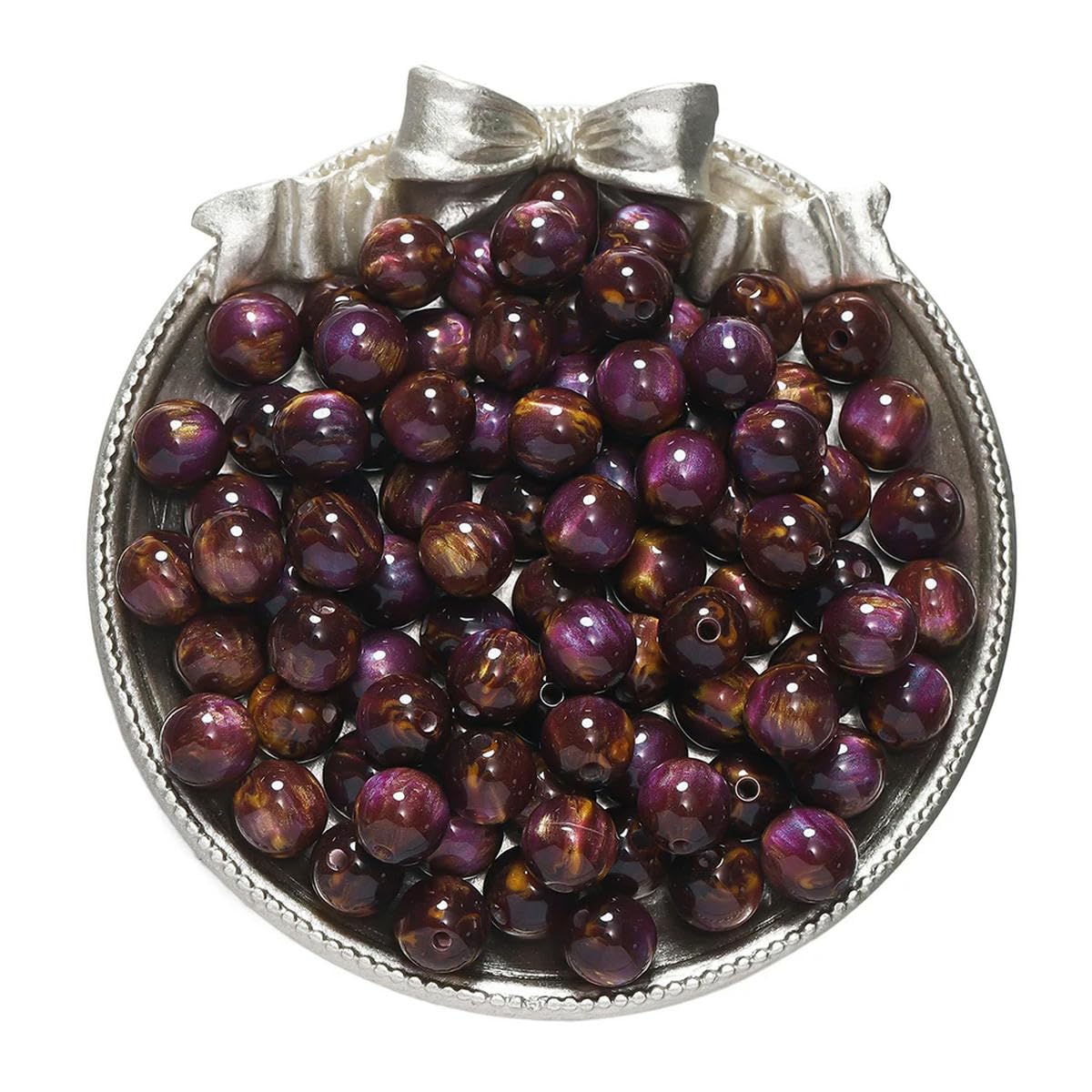 HUIOYG 20-50pcs Glitter Round Resin Bead Beads for DIY Necklace Bracelet Jewelry