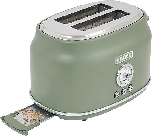 Miniatura 9 de Haden Dorset - Tostadora de acero inoxidable de 2 rebanadas de ranura ancha con control de tostado ajustable y pies antideslizantes, color verde