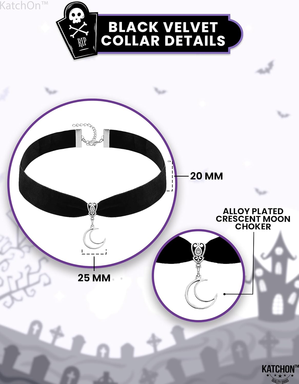 KatchOn Gothic Witch Costume - Adult Black Witch Dress with Collar Choker and Skull | Gothic Dress for Women, Halloween Costume - Image 3