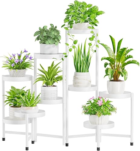 Miniatura 19 de iDavosic.ly Soporte para plantas de 10 niveles para interiores y exteriores de fácil armado, estantería plegable alta de metal para exhibición de 5