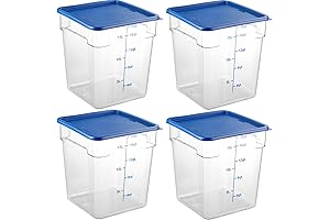 CURTA Commercial Food Storage Containers with Blue Lids - NSF Listed
