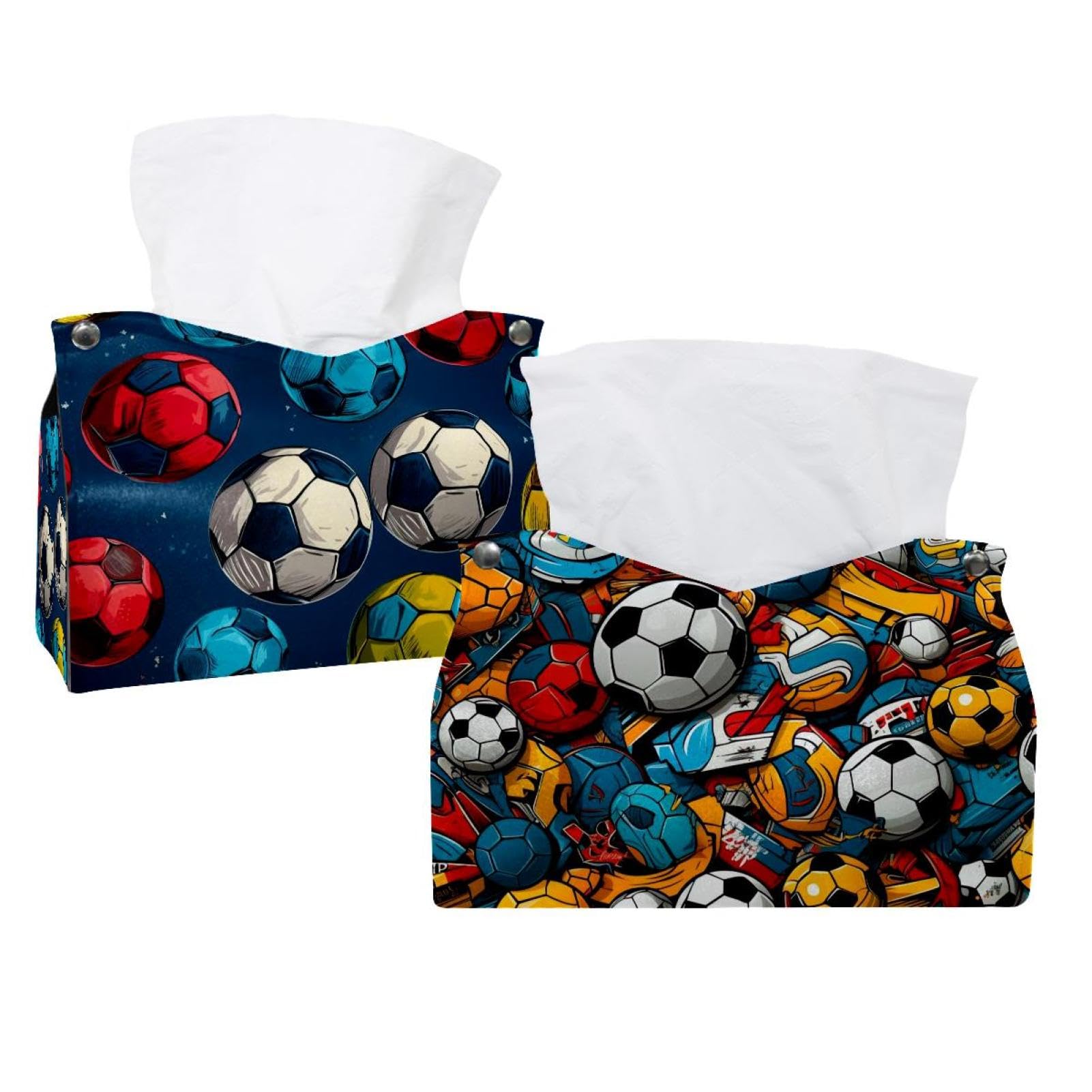 Housse de boîte à mouchoirs en cuir haut de gamme au design football élégant