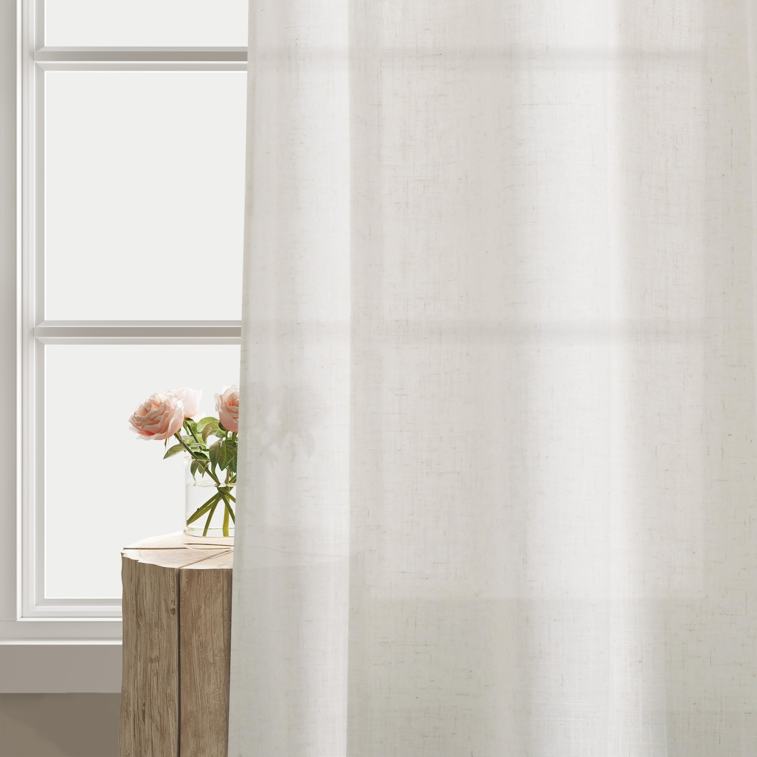 Tende in lino da 330 cm per soffitto alto soggiorno camera da letto 2 pannelli tende su misura con occhielli semi velate filtranti luce extra lunghe 332 cm per finestre a 2 piani, avorio crema 3,9 m