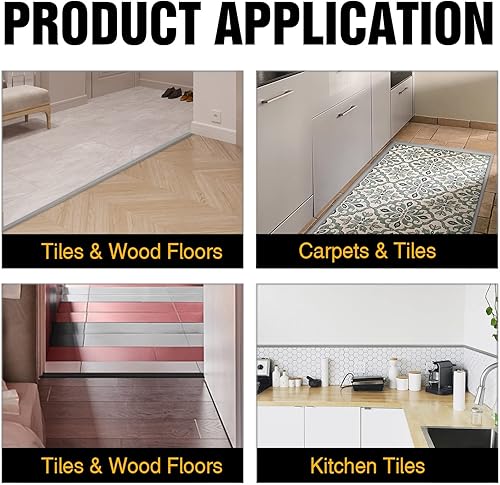 Miniatura 3 de BNELL Tira de ajuste de bordes para alfombras y pisos, tira de transición de suelo de PVC autoadhesiva, umbrales para puertas con una altura de