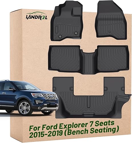 Alfombrillas de suelo resistentes de repuesto para Ford Explorer 7 plazas 2015 2019, forros de protección de ajuste personalizado, impermeables