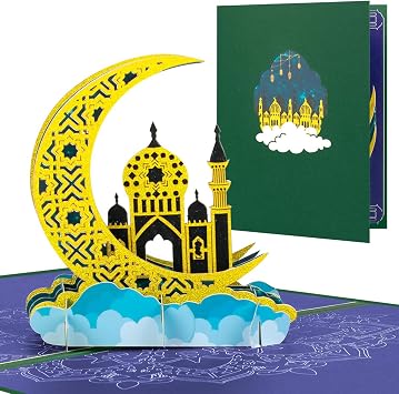 Happy Eid Mubarak Greeting Card, Eid Mubarak Pop Up Card, 3D Ramadan Card Pop Up, Eid al-Fitr Celebration, Muslim Holiday, Includes Envelope.