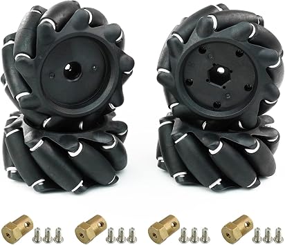 Yahboom Mecanum Wheel 65mm 80mm 97mm Omni Wheel with 6mm Hexagonal Metal Coupling Motor Connector Tire for AGV Smart Robot 80mm black mecanum wheel *4