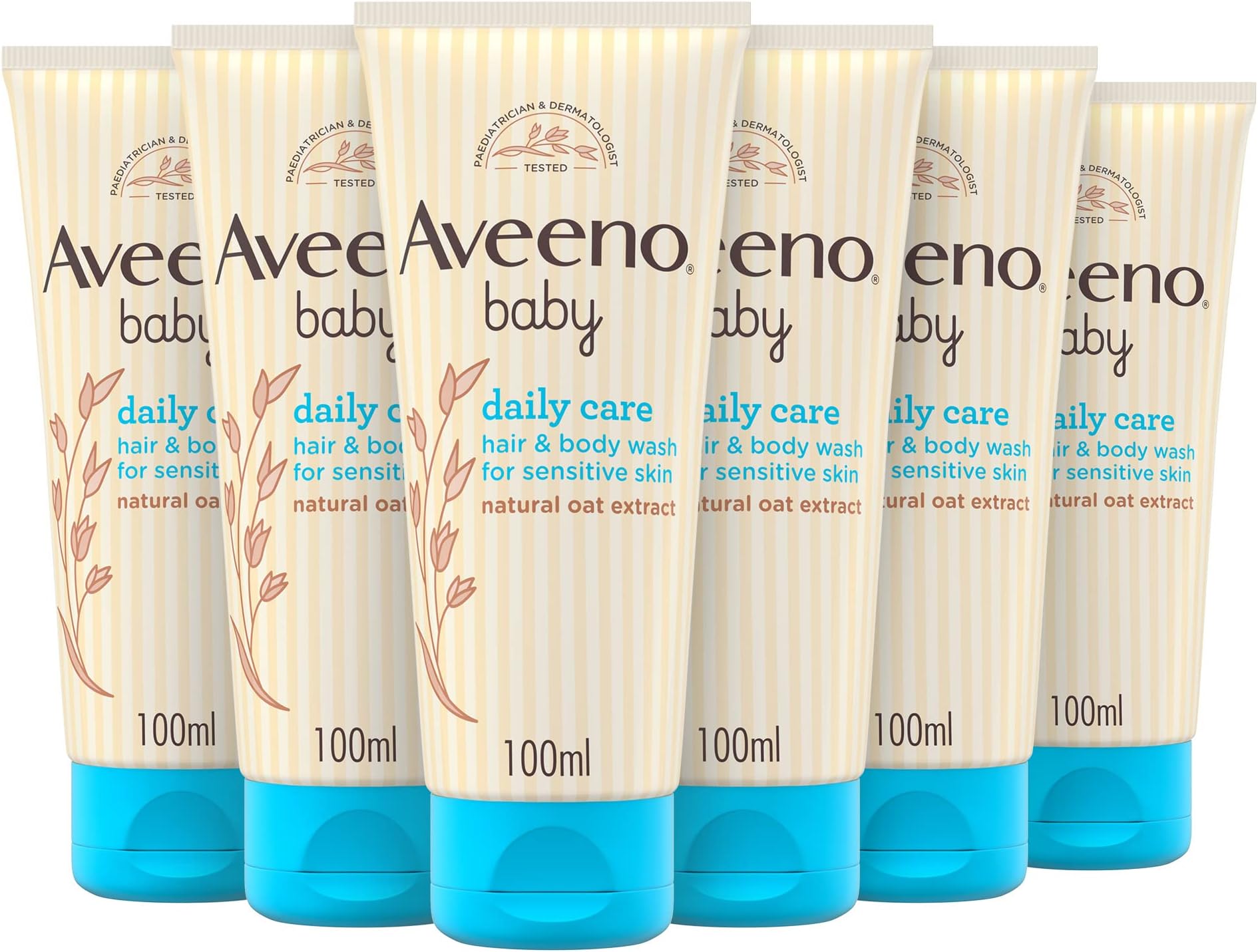 Aveeno Baby Daily Care Hair and Body Wash, Sensitive Skin, 6 x 100 ml