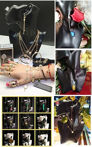 Miniatura 3 de Homeanda Colgante de resina negra, aretes, soporte de cadena, exhibición de collares y aretes, exhibiciones de joyas para espectáculos, soportes de