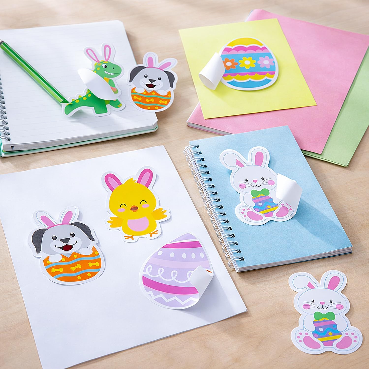 Fun Express 3" Bulk 144 Pieces Easter Character Jumbo Vinyl Stickers