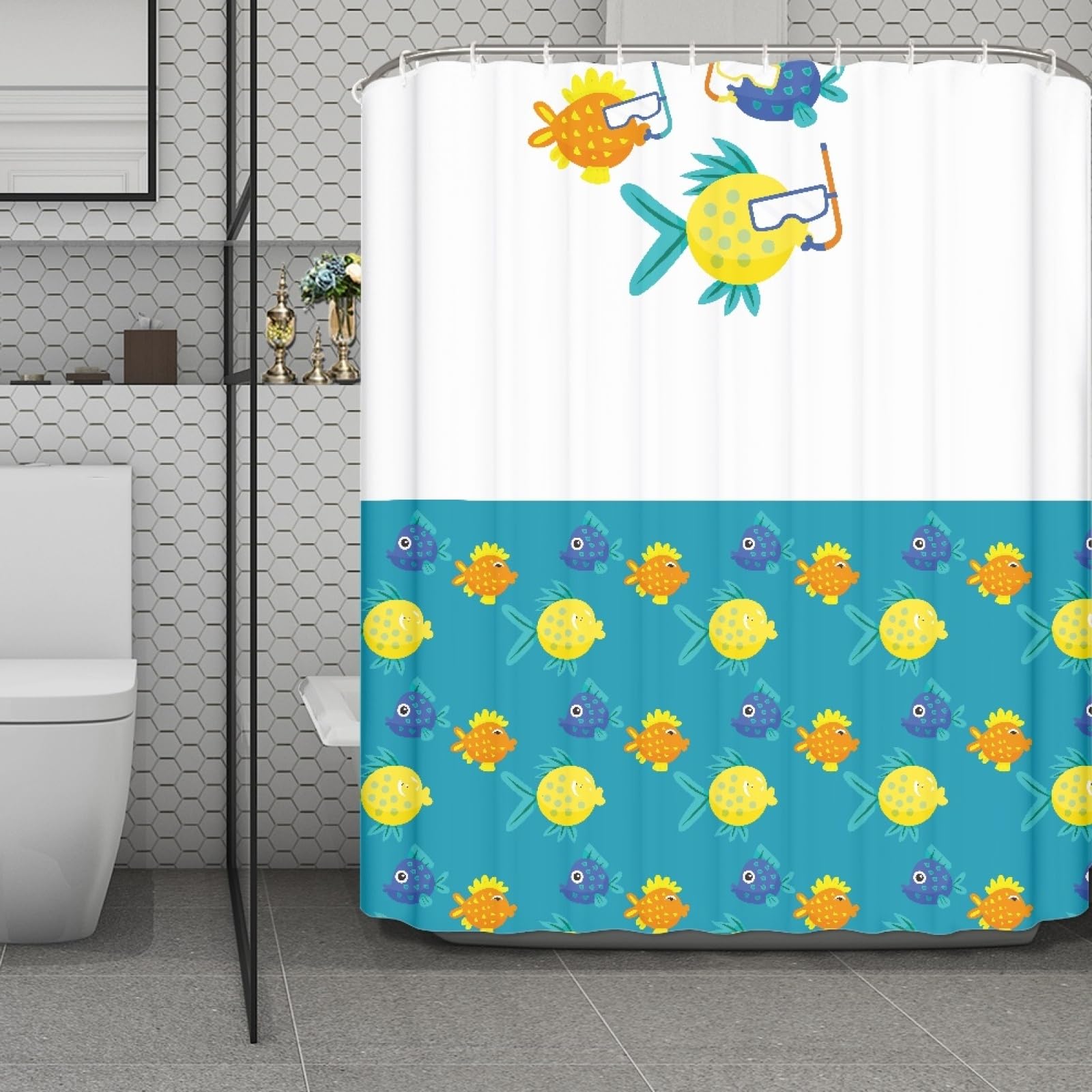 Rideau de douche anti moisissure 200X240 cm imperméable et grand rideau baignoire