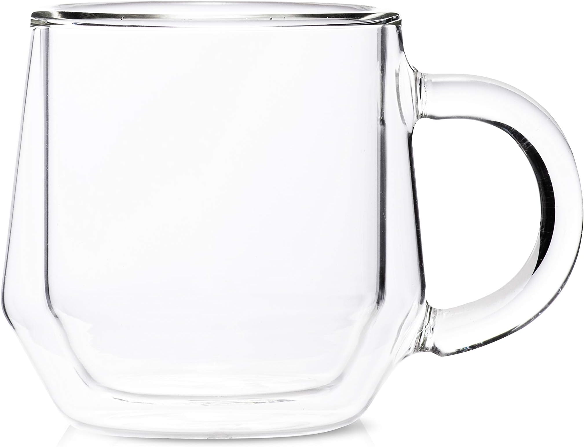 Hearth Double Walled Glass Coffee Mugs I 2, 8oz Clear Insulated Coffee Mugs With Handles I Perfect As Glass Tea Cups & Latte Cups | Fits Nespresso Lungo I Designed In The USA by Espresso Parts Ltd.