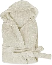 emmevi 100% Cotton Terry Towelling Bathrobe Plain Dyed Soft with Pockets and Hood for Men Women Sizes S M L XL XXL S Cream