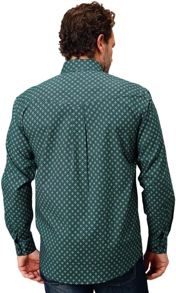 ROPER Western Shirt Mens L/S Print Button Blue 03-001-0325-1001 BU