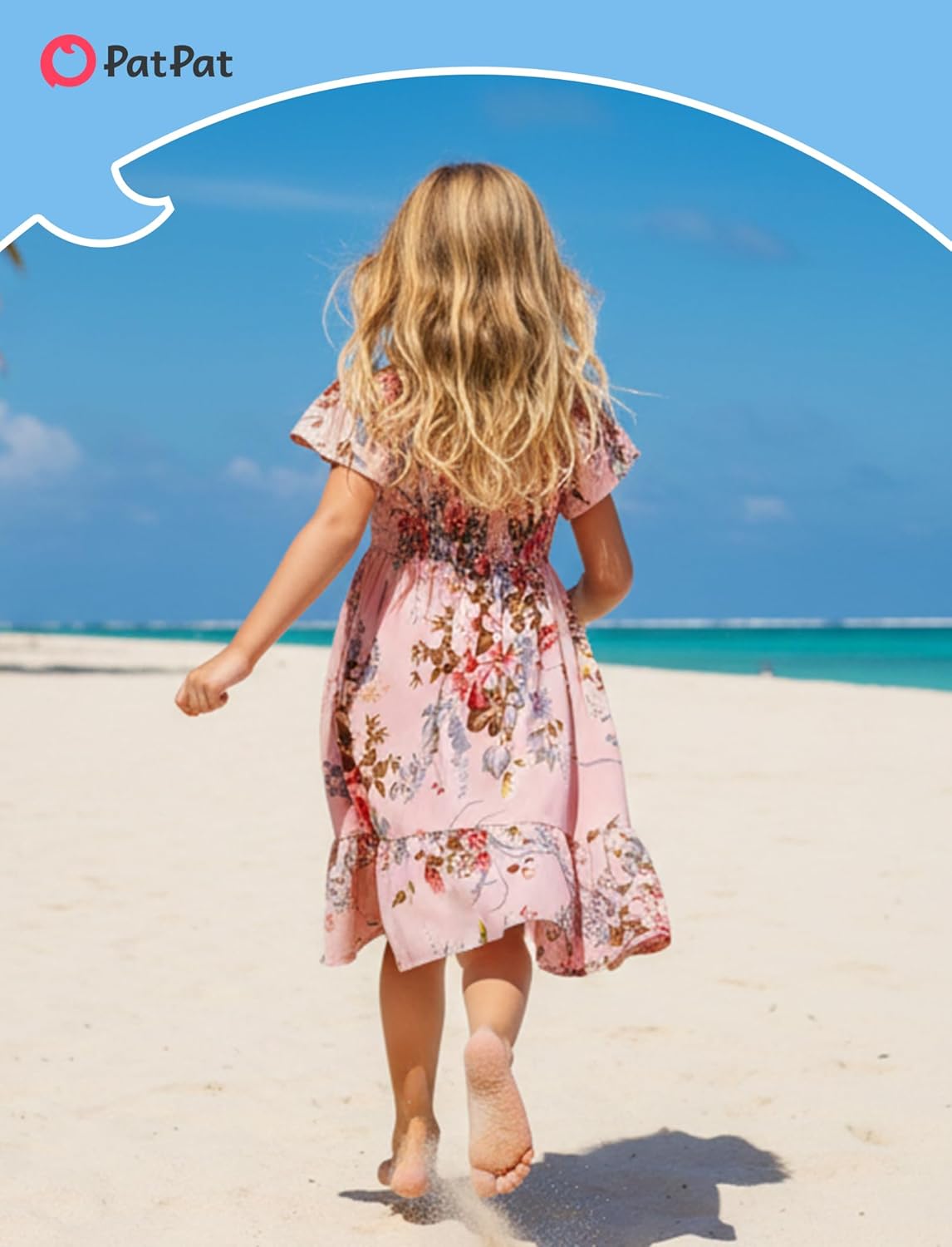 PATPAT Family Matching Outfits Mommy and Me Dresses Ditsy Floral Beach Vacation Photo Dresses and T-Shirts Matching Sets