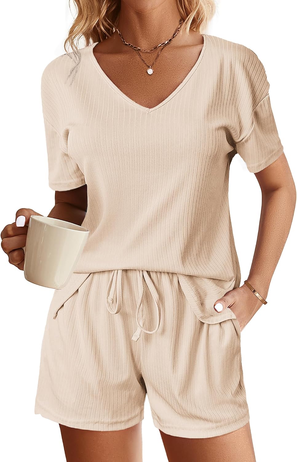 Comfortable Lounge Set - Short Sleeve Top & Shorts