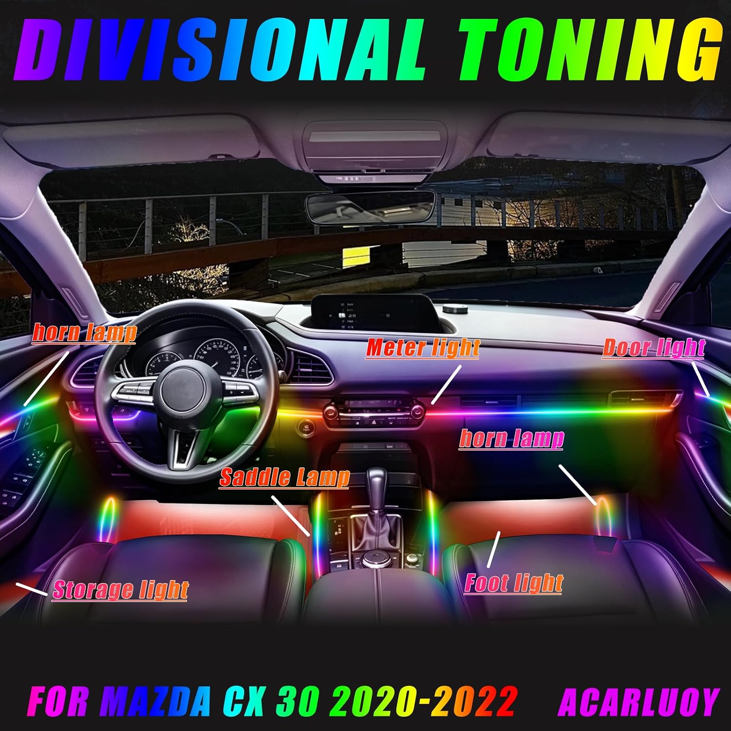 Acrylic Interior LED Strip Light,for Mazda CX 30 2020-202218 in1