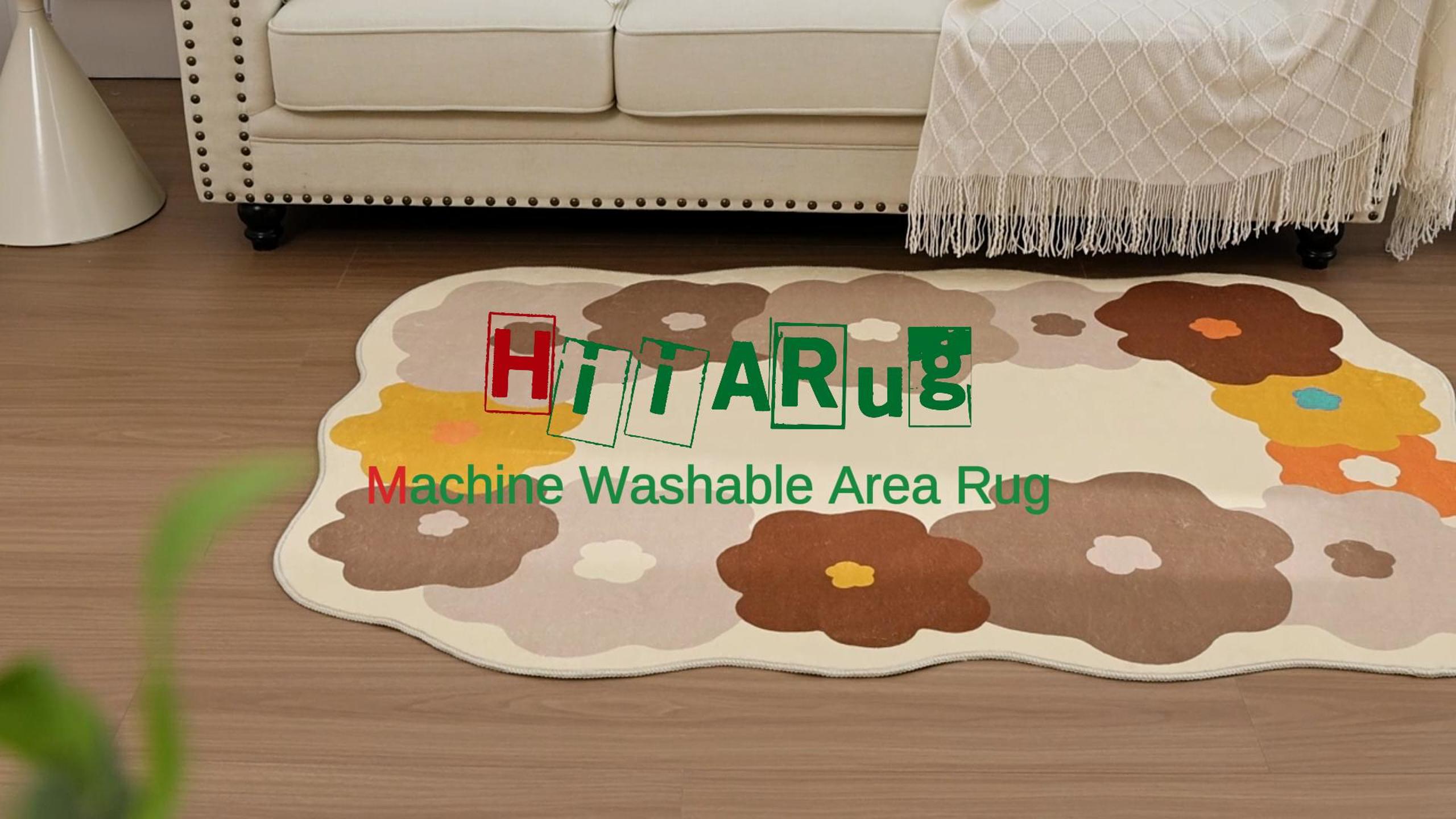 Tapete decorativo beige 3x5 con forma floral irregular miniatura 7