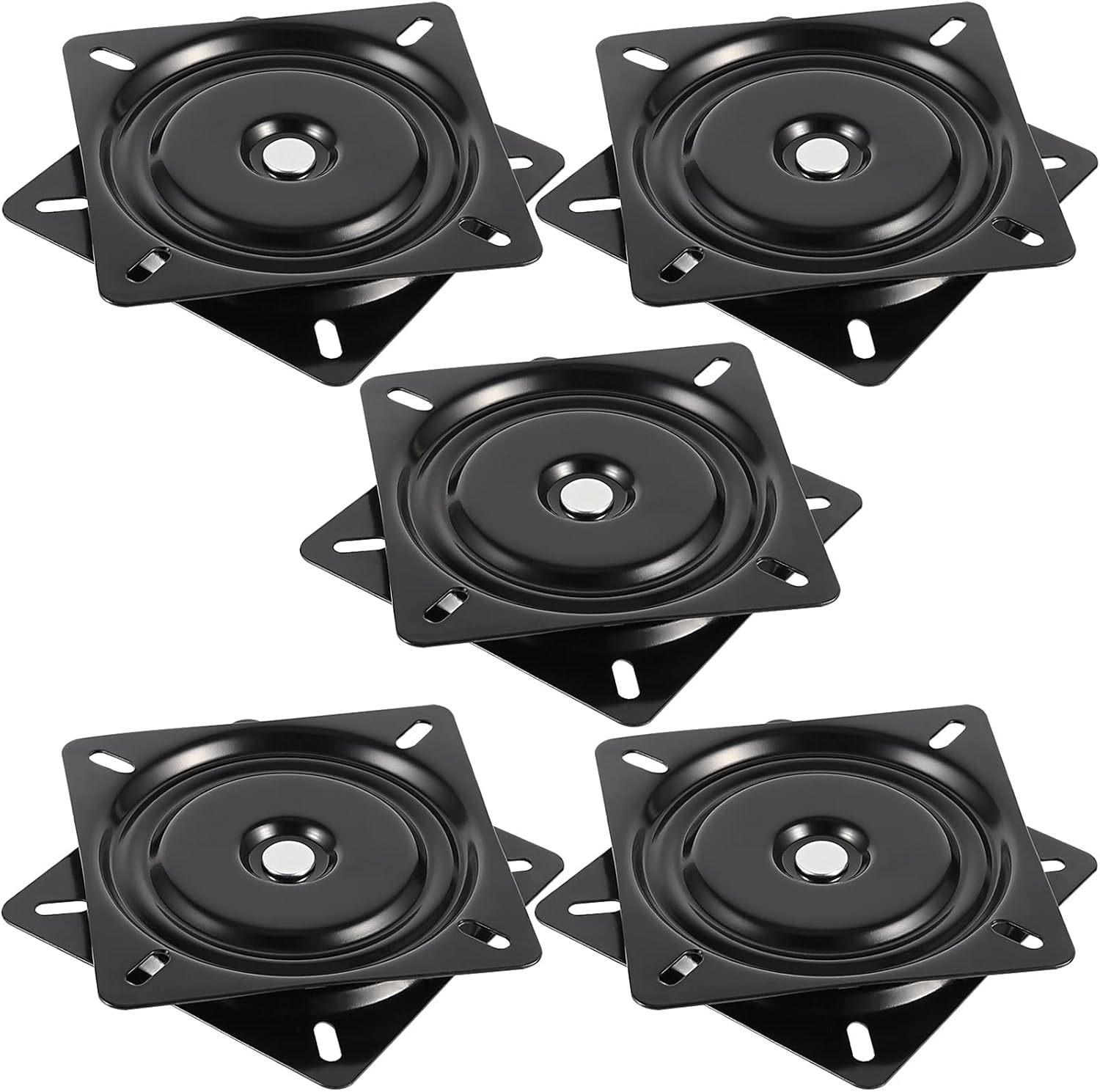 KEILEOHO 5 PCS 6.25 Inches Bar Stool Swivel Plate, Square Swivel Base Plate Replacement, Ball Bearing Seat Swivel Mount Plate for Bar Stool, Boat, Chair, Black
